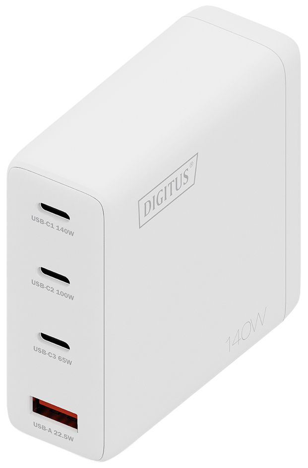 DIGITUS Chargeur secteur USB GaN, 3x USB-C / 1x USB-A, 140 W