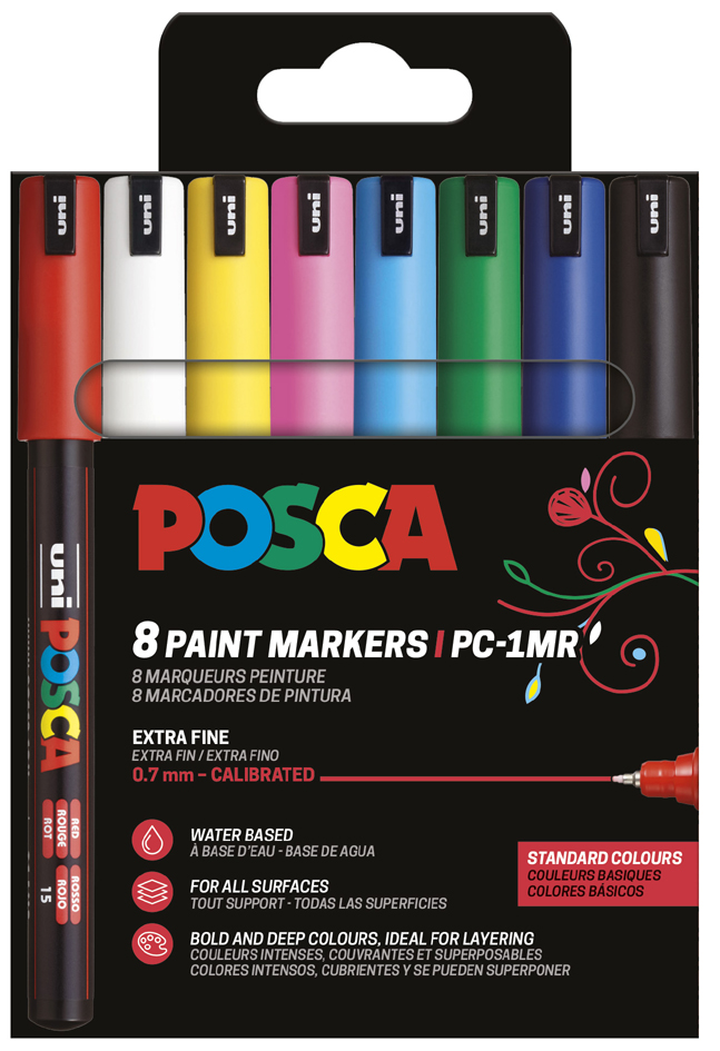 POSCA Marqueur à pigment PC1MR, pochette de 8, assorti