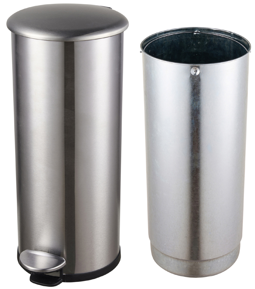 helit Poubelle à pédale 'the zinc', 30 litres, argent