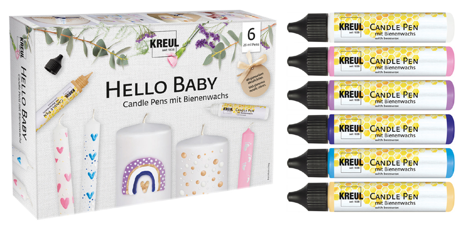 KREUL Candle Pen 'Hello Baby', set de 6