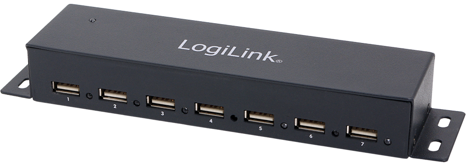 Hub USB 2.0, 7 ports - boîtier métallique