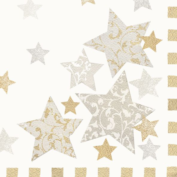 PAPSTAR Serviette à motif de Noël 'Stardust', crème
