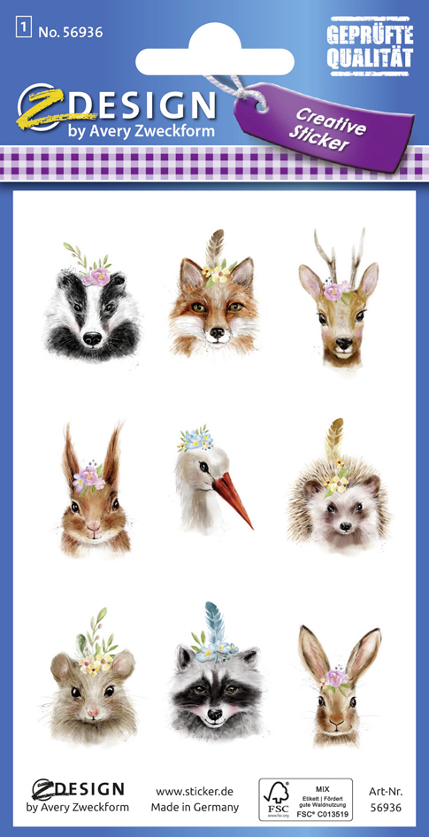 AVERY Zweckform ZDesign Sticker de Pâques 'Animaux bohème'