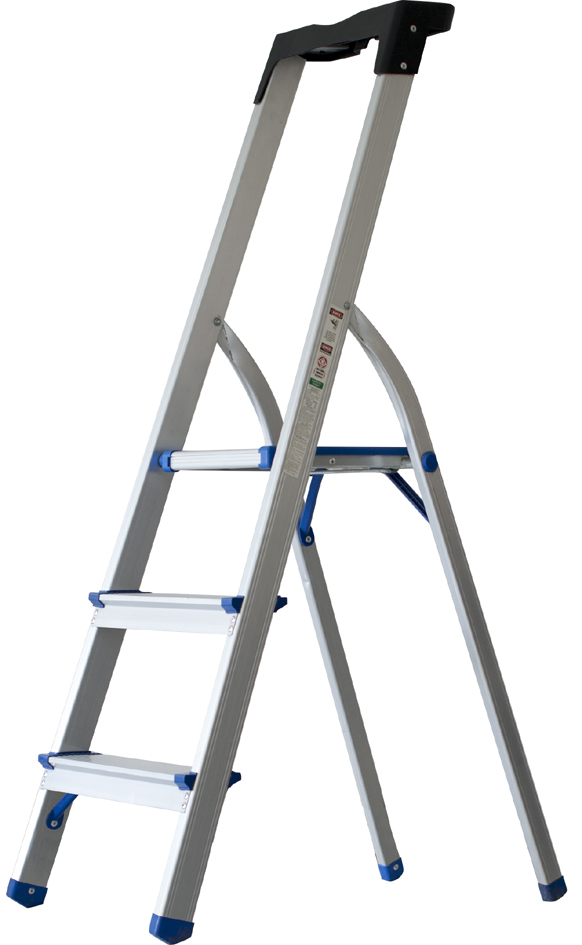pavo Echelle repliable, 3 niveaux, argent/bleu