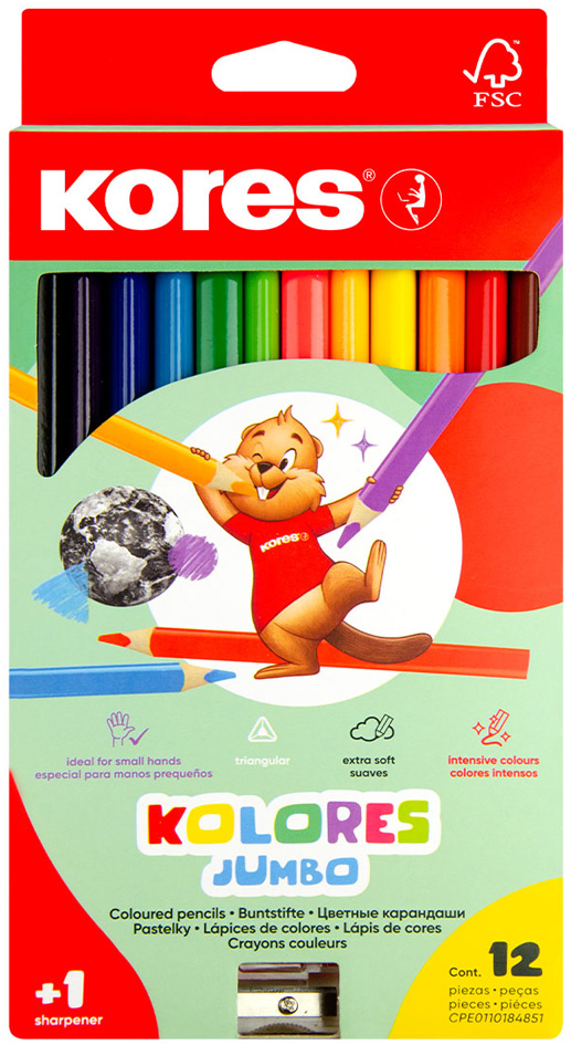Kores Crayon de couleur 'Kolores JUMBO', étui carton de 12