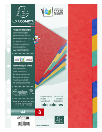 EXACOMPTA Intercalaires en carton, A4, 10 touches