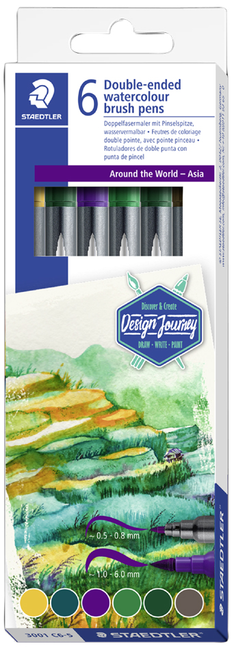 STAEDLER Feutre double pointe 'Asie', étui en carton de 6