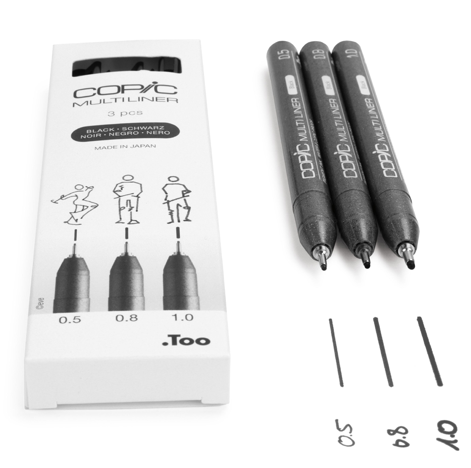 Feutre fin MULTILINER, set de 3 - épaisseurs de trait