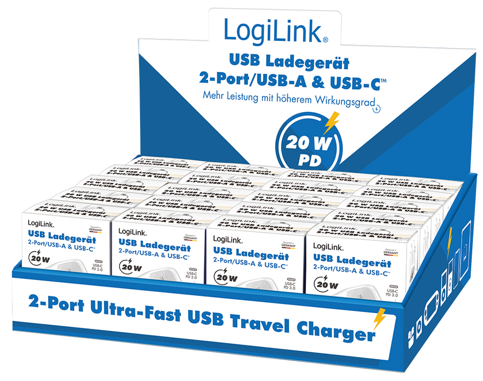 Set de chargeurs rapides double USB, 20 pièces