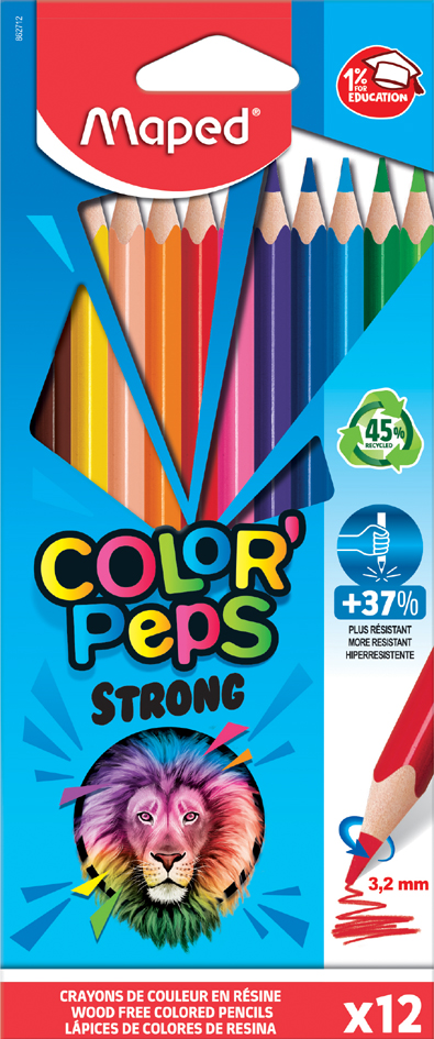 Maped Crayon de couleur COLOR'PEPS STRONG, étui carton de 12