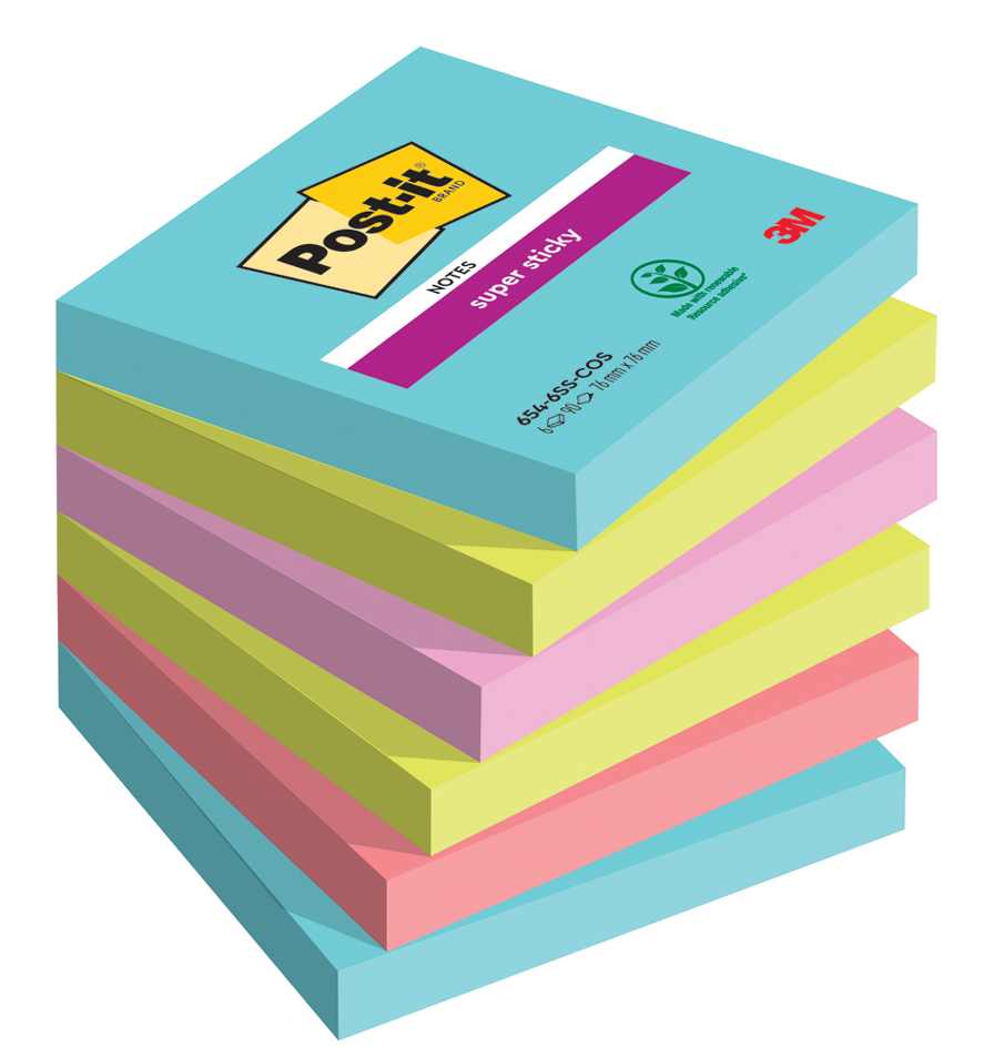 Post-it Bloc-note super sticky notes, 76 x 76 mm, Cosmic
