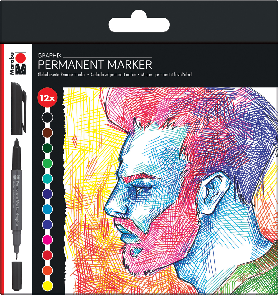 Marabu Marqueur permanent Graphix 'SIGNIFICANT', étui de 12