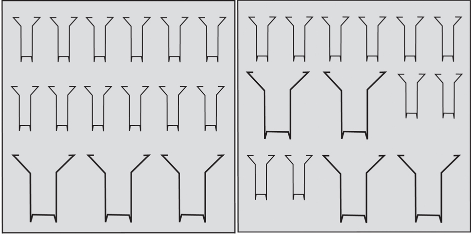 Exemple: 12 x format DL avec 3 x format A4 / 10 x format DL avec 4 x format A4