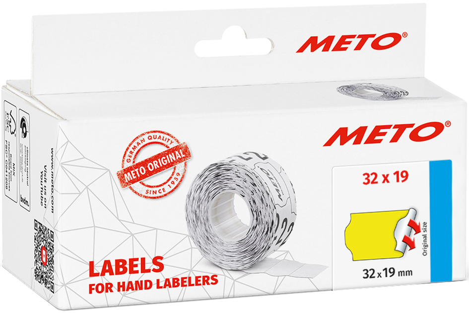 METO Étiquette pour étiqueteuse de prix, 32 x 19 mm, jaune