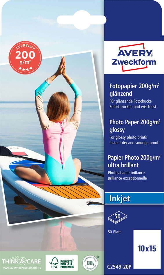 AVERY Zweckform Papier photo jet d'encre EVERYDAY, 10x15 cm