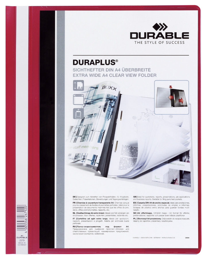 DURABLE Chemise à lamelle DURAPLUS, A4, rouge