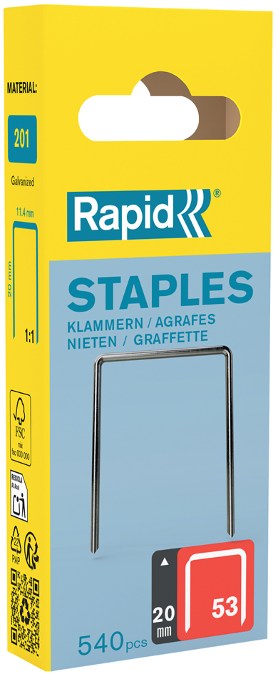 Rapid Agrafe fil fin no. 53, 20 mm, petit paquet