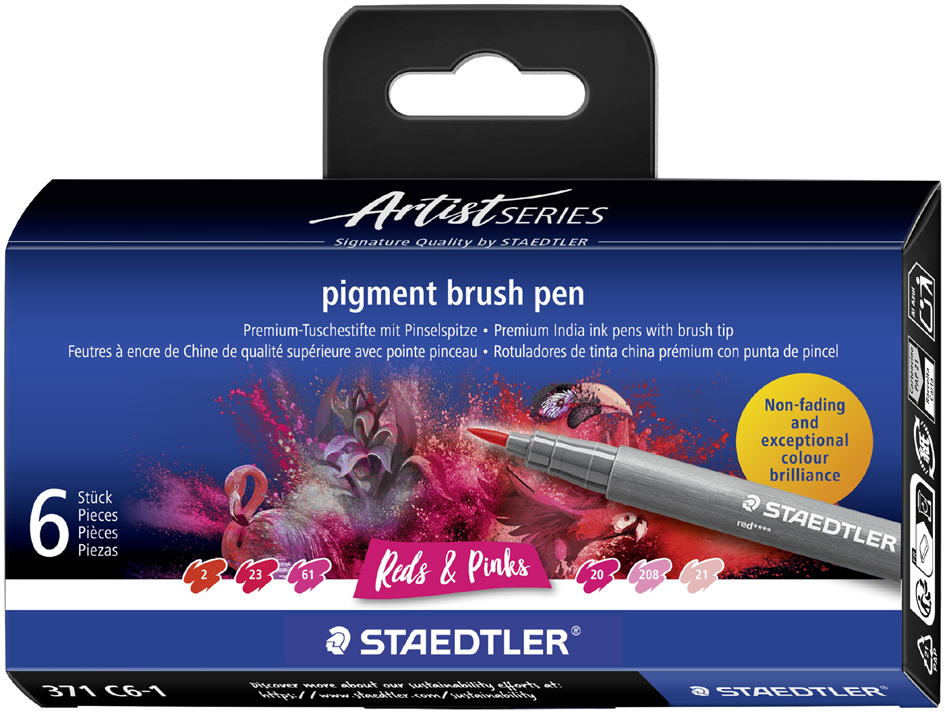 STAEDTLER Feutre pigment brush pen 'Red & Pinks'