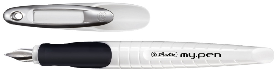 herlitz Stylo plume my.pen, plume: L, blanc / noir/noir
