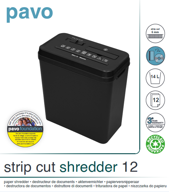 Destructeur de documents Stripcut 12, emballage