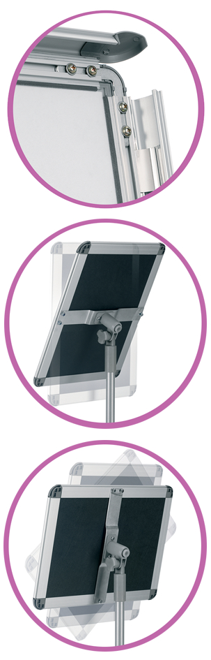 Cadre ajustable en hauteur - angle ajustable - ajustable en format portrait ou paysage
