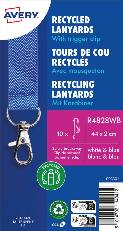 Tour de cou, chevron blanc/bleu, emballage