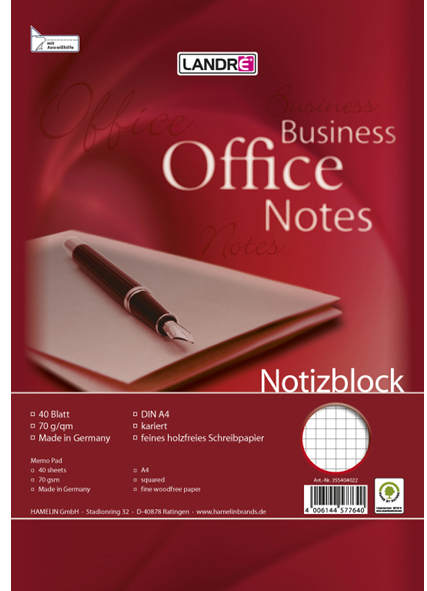 LANDRÉ bloc-notes à spirale, format A5, 40 feuilles,