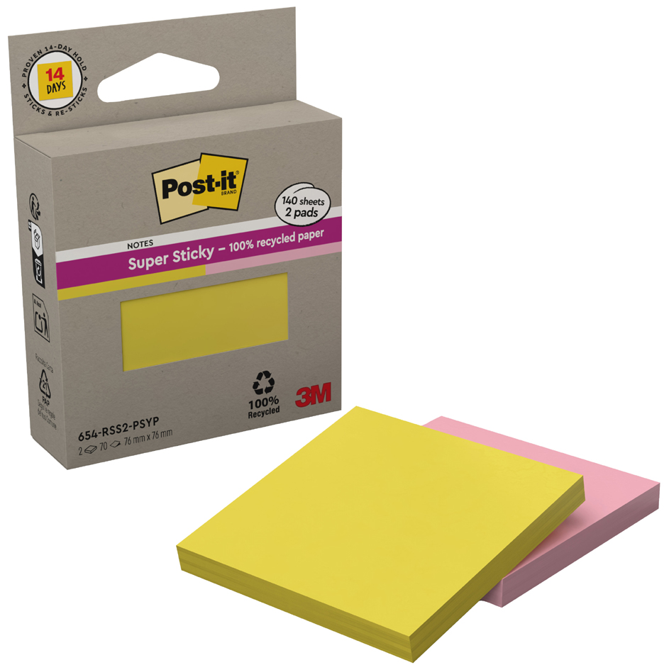 Notes adhésive recyclés, haute adhérence