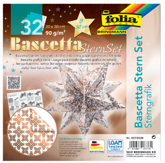 folia Feuilles de papier pliable étoile Bascetta, cuivre