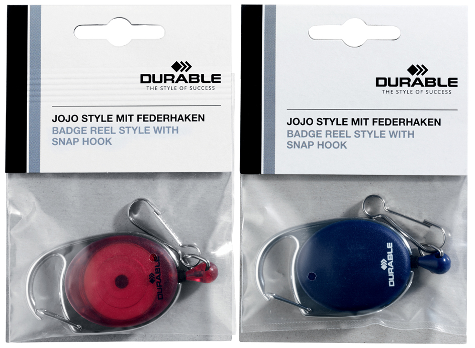 DURABLE Porte-badge avec enrouleur, oval, bleu foncé