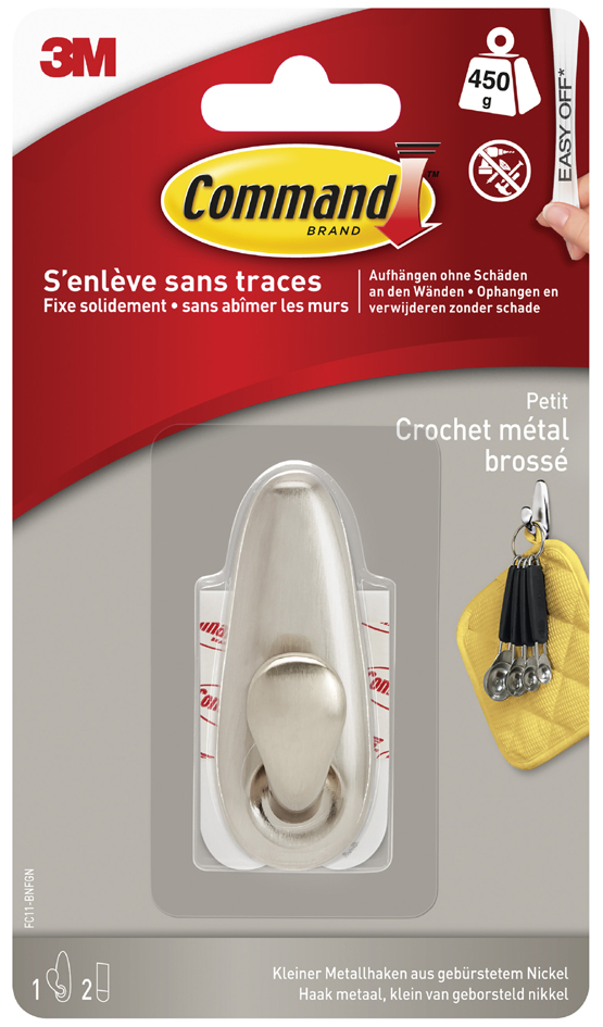 3M Command Crochet en métal 'Classic', taille S, argent