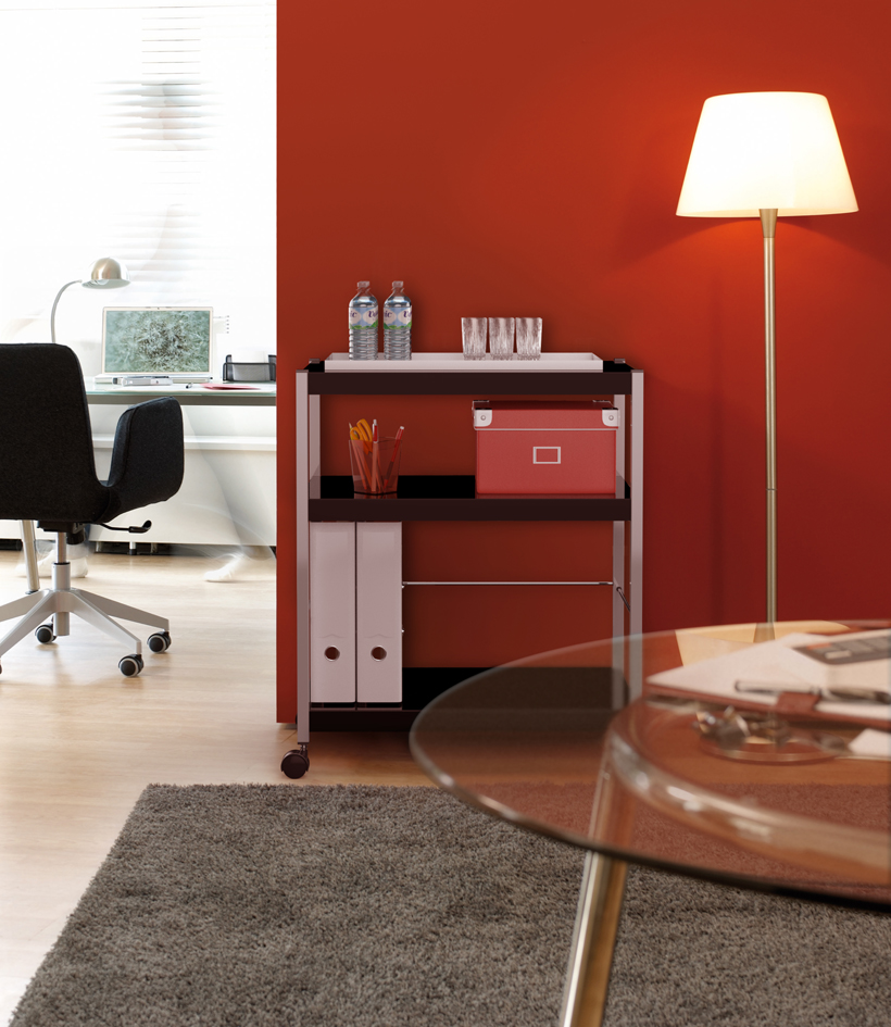 Chariots de bureau, plateau métal