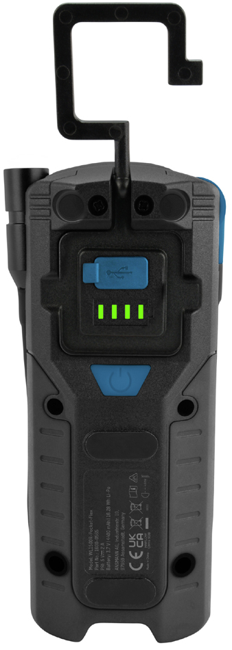 Lampe de travail LED à batterie WL1500R Pocket Flex, vue de dos
