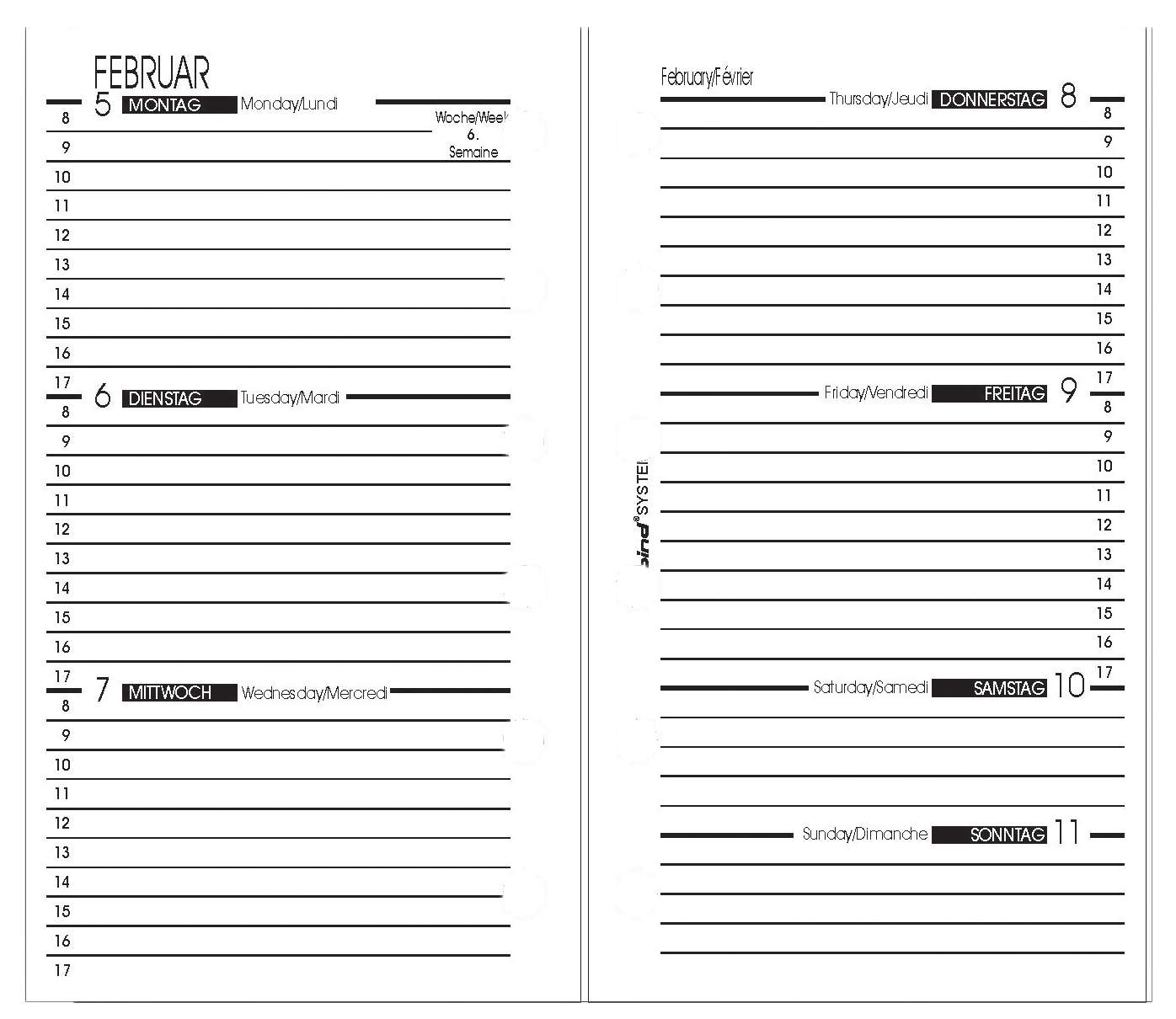 bind Recharge 2026 pour agenda bind A7, modèle 17501