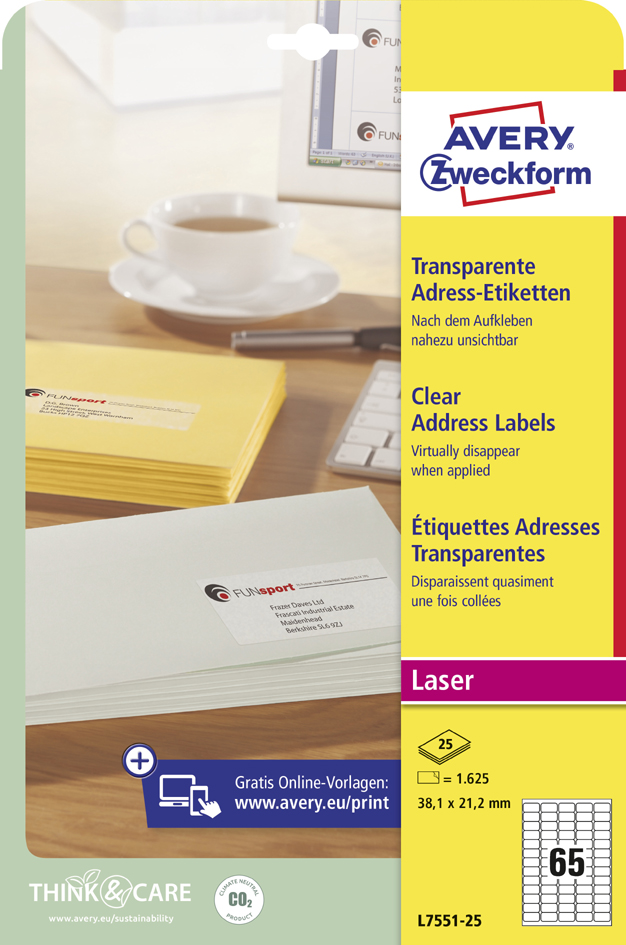 Visuel de référence: étiquette d'adresse transparente