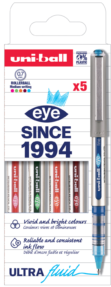 Stylo roller eye fine UB157E PF ASSF06, étui de 5