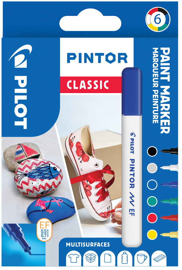 PILOT Marqueur à pigment PINTOR, extrafin, set de 6 'CLASSIC