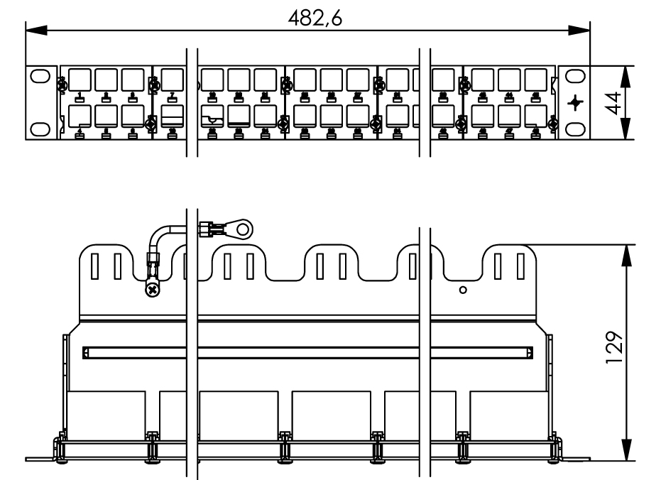 Supports modules 19"