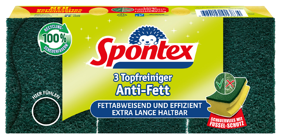 Spontex Éponge Anti-Gras, pack de 3