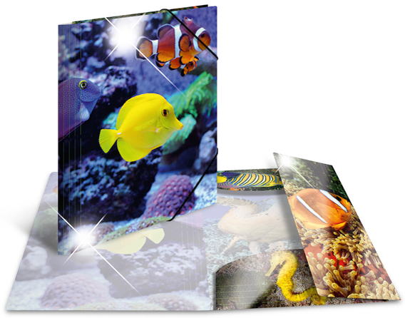 HERMA Chemise à élastiques 'poissons', PP Glossy, A4