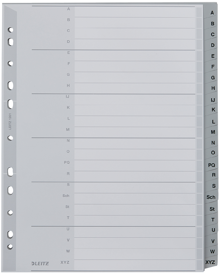 LEITZ Intercalaires en plastique, A-Z, format A4 extra large