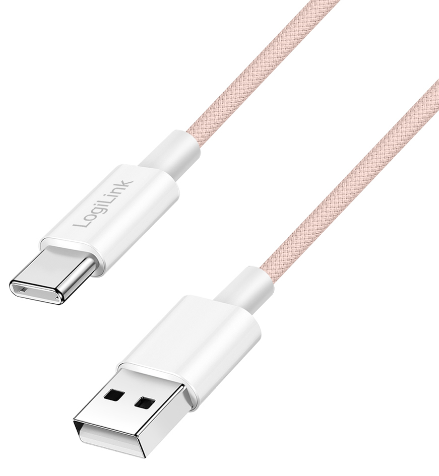 LogiLink Câble USB 2.0, USB-A - USB-C, 0,5 m, rose
