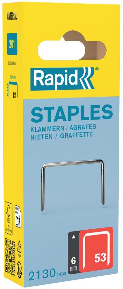 Rapid Agrafe fil fin no. 53, 6 mm, petit paquet