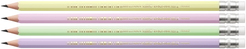 Crayons, hexagonal bout gomme