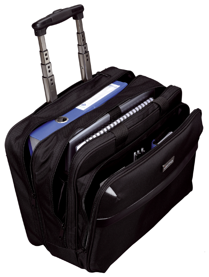 Valise business à roulettes pour laptop  "XRAY", ouverte