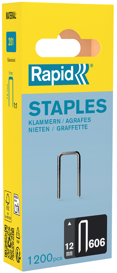 Rapid Agrafe à dos étroit no. 606, 12 mm, petit paquet