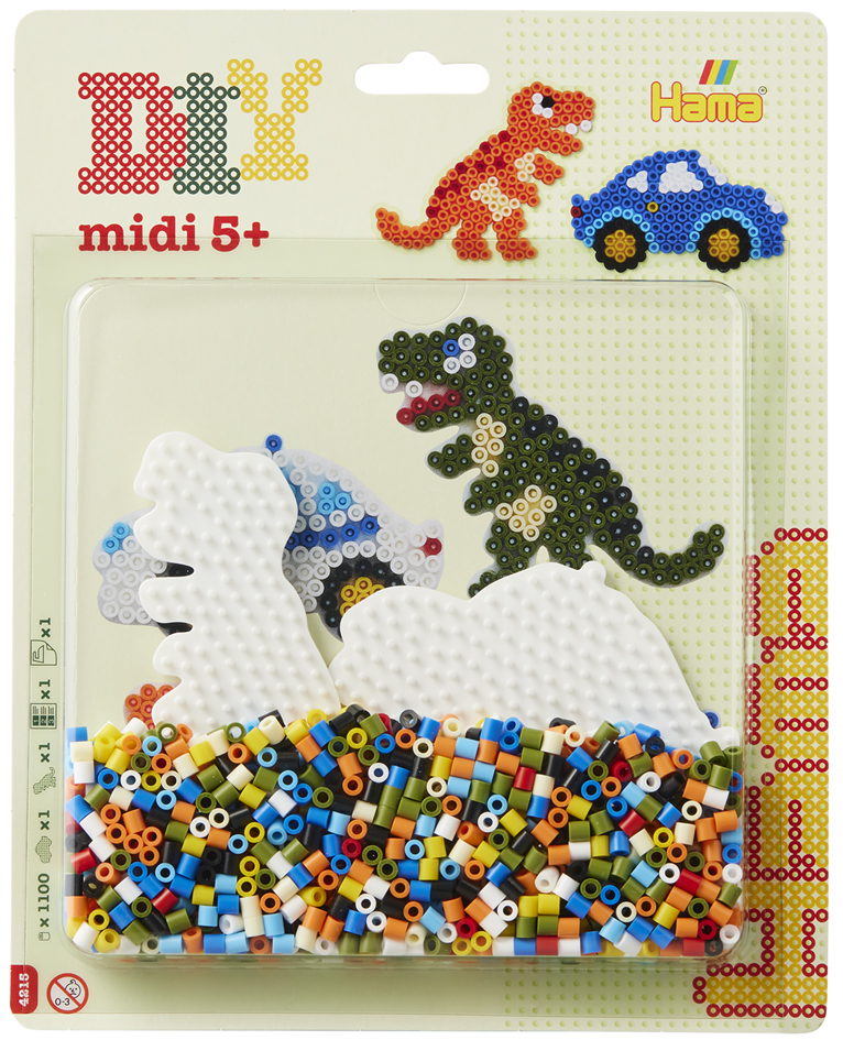 Hama Perles à repasser midi 'Voiture/dinosaure', en blister