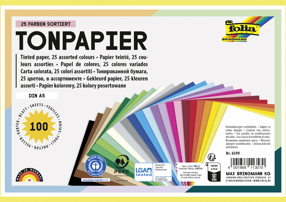 Papiers de couleur (130 g/m2), A5