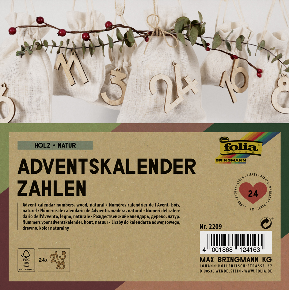 Calendriers de l'Avent, chiffres en bois