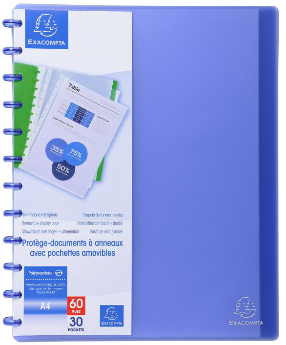 EXACOMPTA Protège-documents, A4, 30 pochettes, bleu